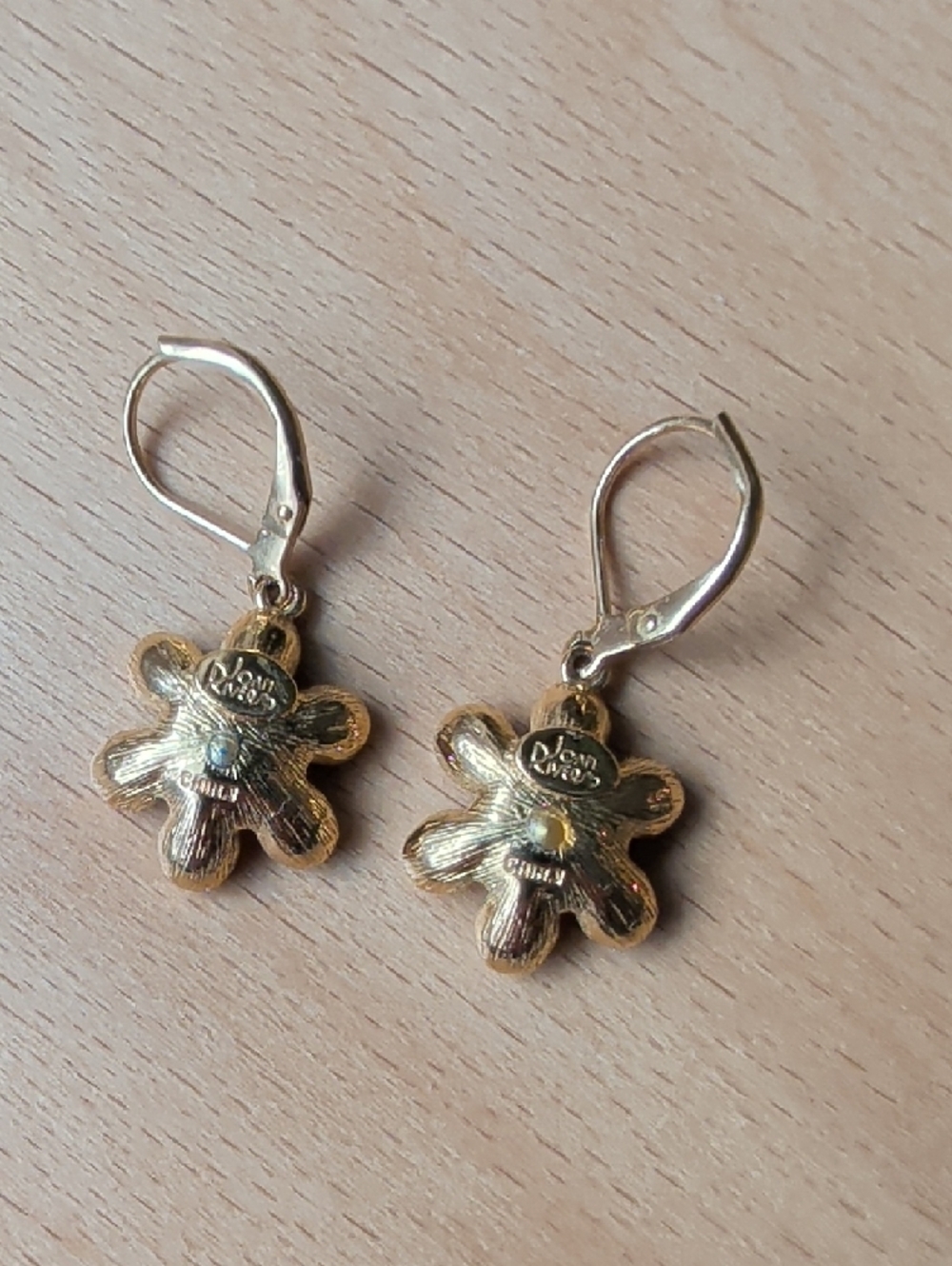 Joan Rivers Gold-Tone Pink Flower Drop Earrings with Crystal - Picture 2 of 4